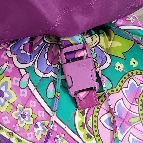 Vera Bradley Heather Purple Paisley Floral Quilted Nylon Backpack main image 6